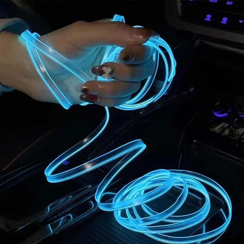 Car interior LED decorative light EL wiring Car DIY flexible ambient light USB party atmosphere diode neon light