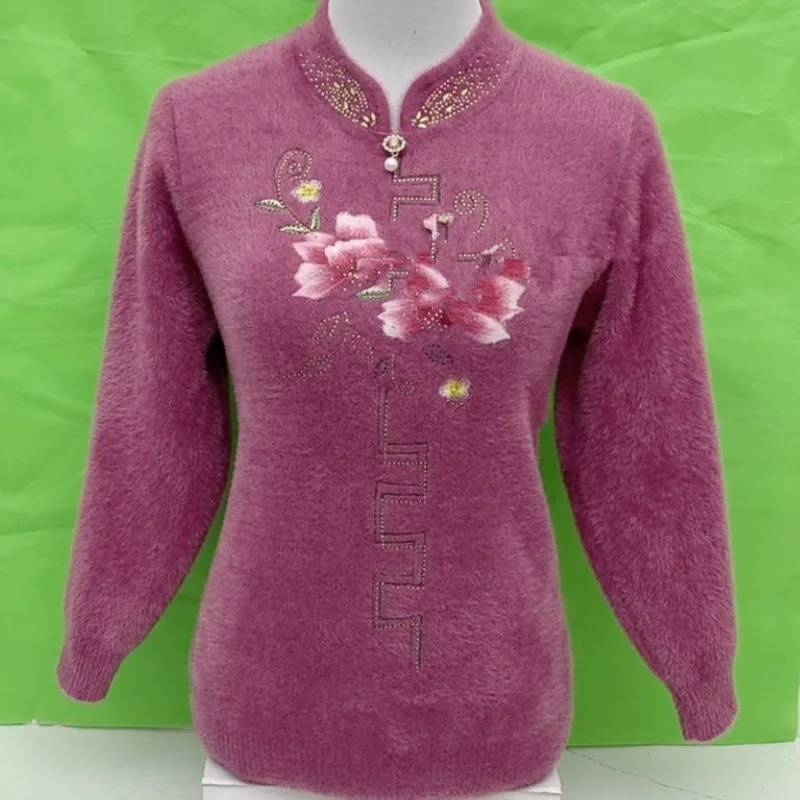 

Свитер для женщин, новые утепленные кашемировые свитера и джемперы, осень-зима, одежда для мам среднего возраста, вязаный пуловер, топ