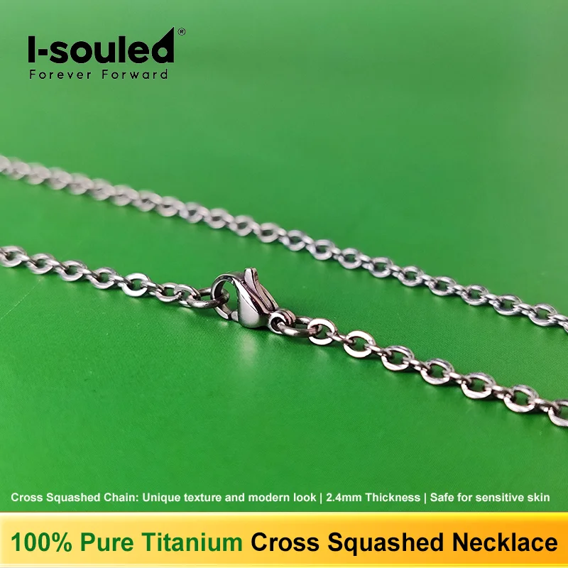

2.4mm Pure Titanium Cross Squashed Chain Necklace