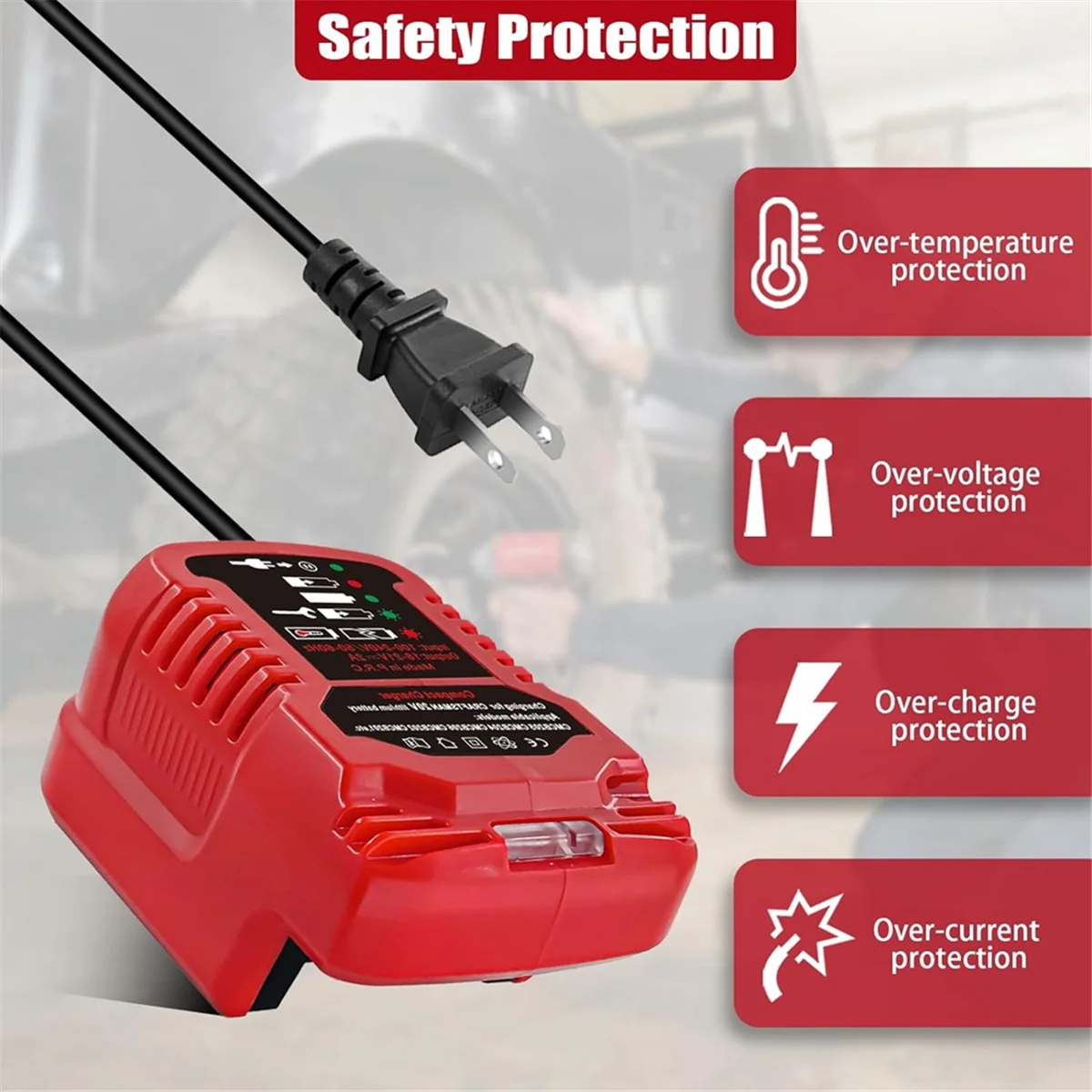 A64Z แบตเตอรี่สําหรับ Craftsman V20 20V Max แบตเตอรี่ลิเธียม Mini Charger สําหรับ CMCB202 CMCB204 CMCB206 CMCB104 US Plug