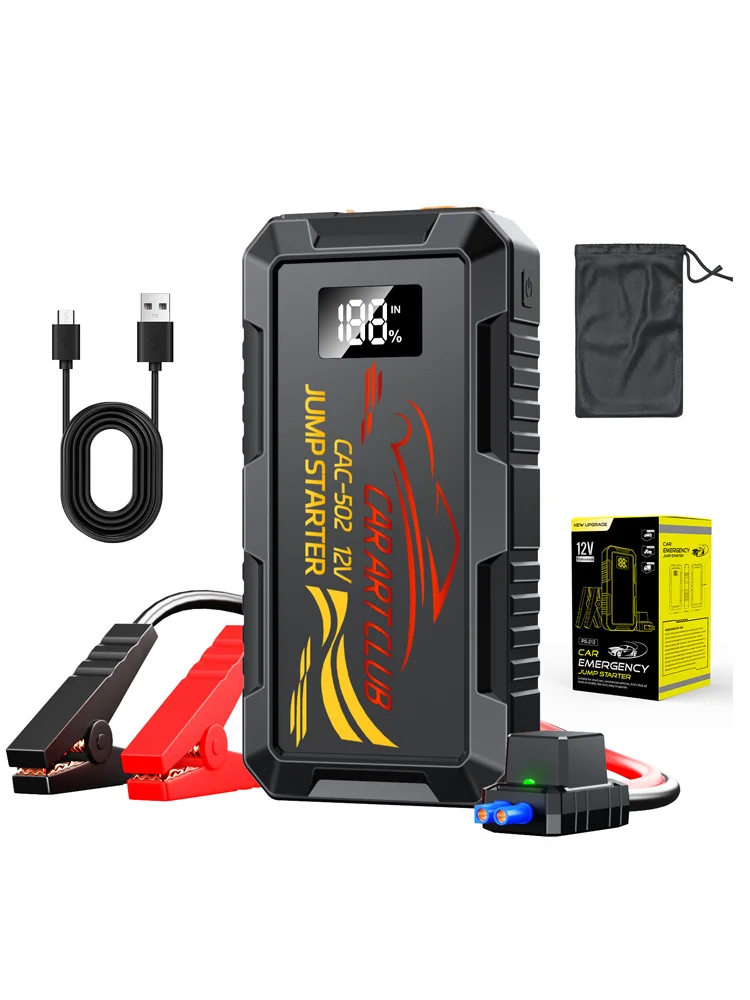 

Car Jump Starter with Tire Inflator, 12V Portable Emergency Booster with Power Bank Function