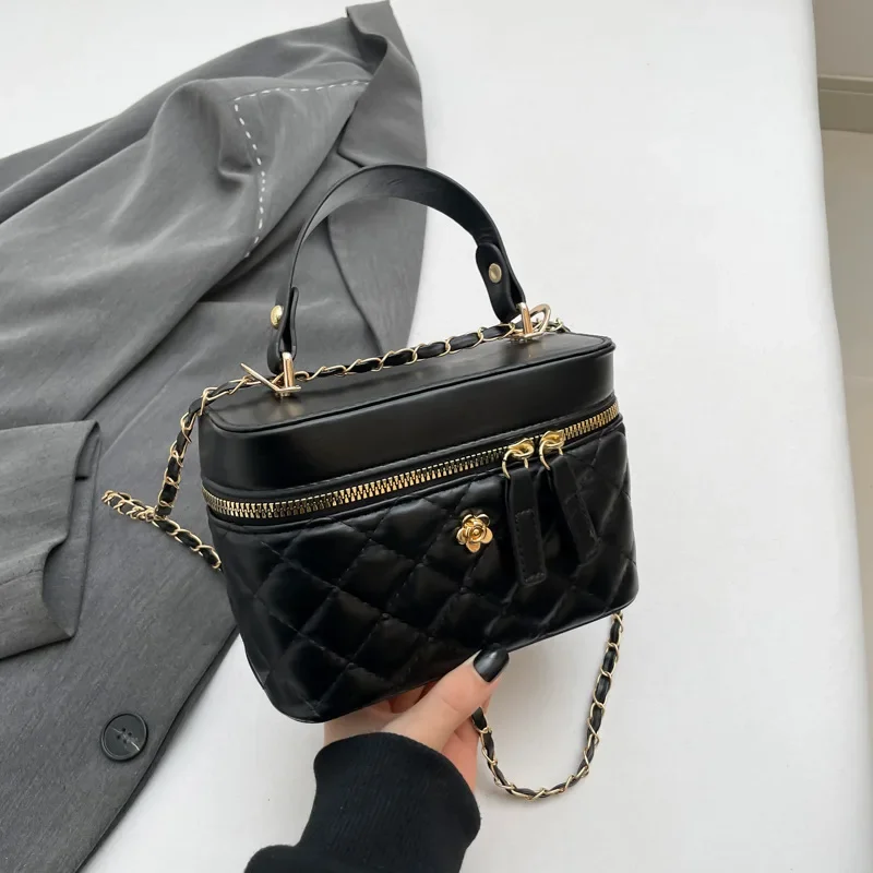 Rhombus embroidery thread temperament handbag versatile shoulder messenger bag