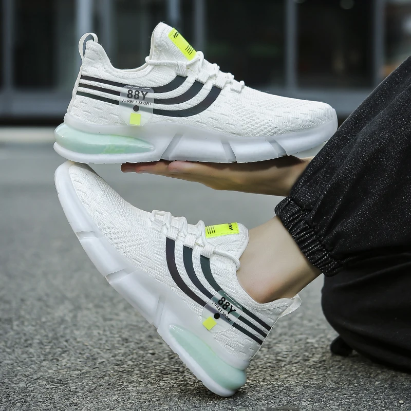 Spring and Autumn New Men's Casual Air Cushion Running Shoes Lightweight Mesh Casual Shoes Anti-Slip Shock Absorbing Sports Shoe
