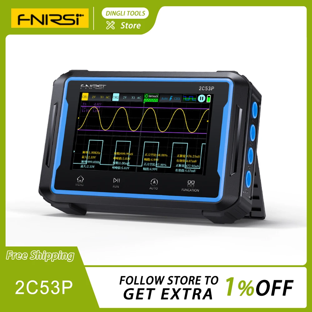 Fnirsi 2c53p Dual Channel Digital Oscilloscope Multimeter Signal Generator 3in1 Customized Ips Touch Screen Oscilloscope Tools