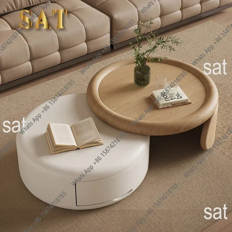 

Vv J Stock Available Living Room Furniture Solide Wood Round Tea Table Combination Wabi Sabi Birch Coffee Table Set For Home X