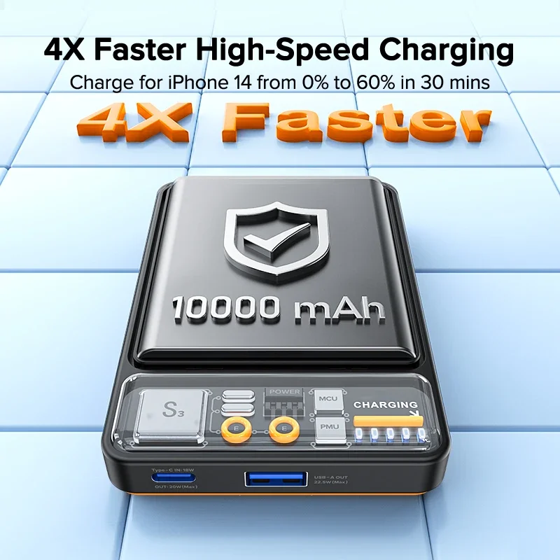 Ultra-Thin 10000mAh Power Bank with 22.5W Fast Charging