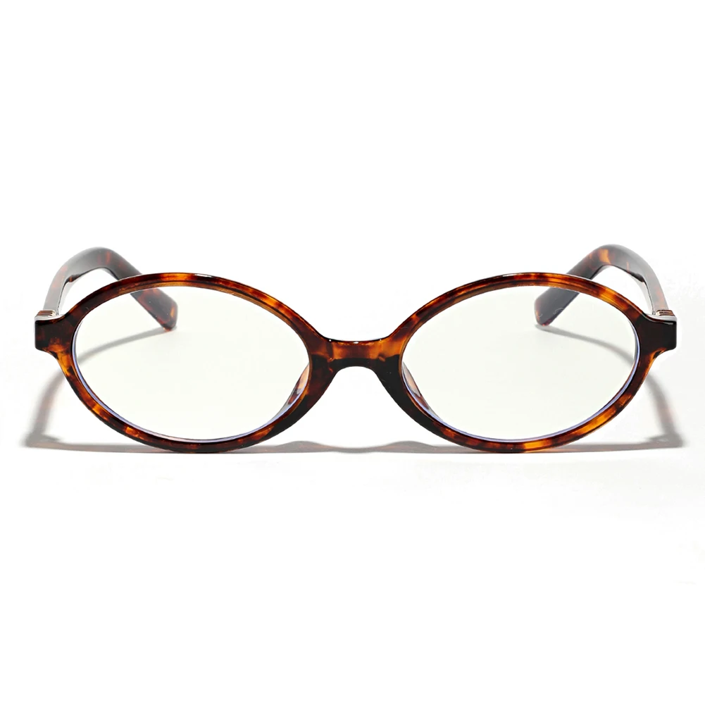 Peekaboo-Lunettes ovales anti lumière bleue pour hommes et femmes, verres transparents, monture vintage, ronde rétro noire, décoration léopard,