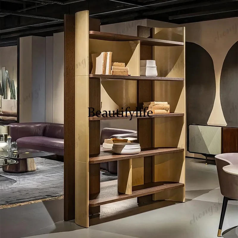 New arrive Italian light luxury solid wood bookcase multi-layer bookshelf large capacity shelf storage cabinet office decoration