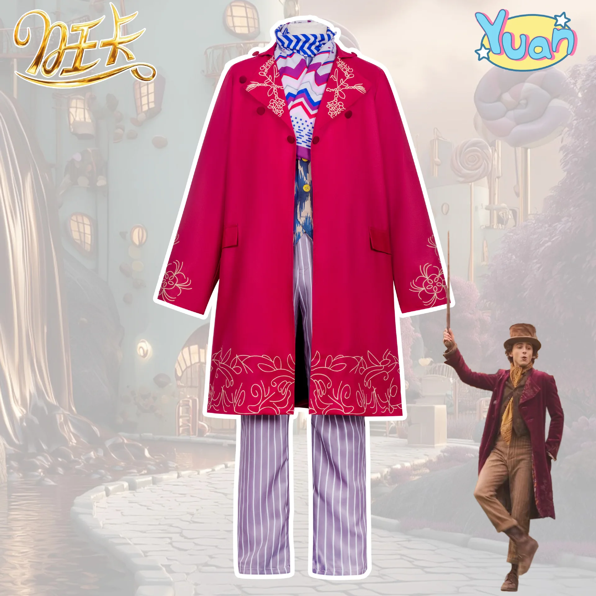 

Movie Chocolate Willy Cosplay Costume Wonca Wonk Factory Cosplay Suit Outfits Men For Halloween Carnival