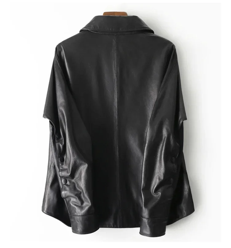 YOLANFAIRY Giacca in vera pelle nera Donna Primavera Autunno Giacca corta in vera pelle di alta qualità Cappotti da donna Chaquetas Hombre