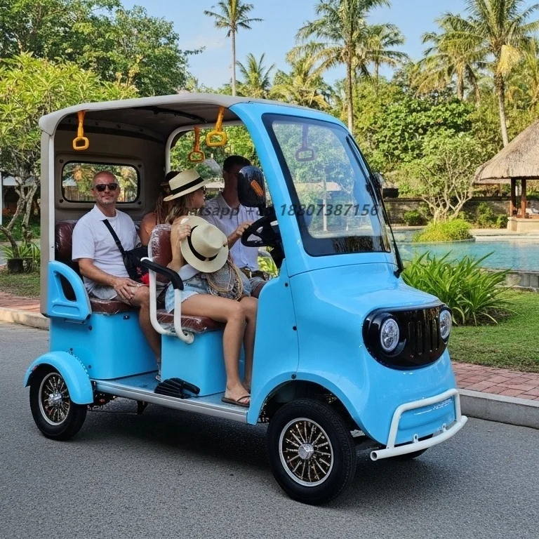 

HLD Outdoor Vacation Electric 4 Wheeler 1500w 60v 4 Seats Electric Golf Cart with Rear Window Glass 4 Wheel Hotel Golf Cart