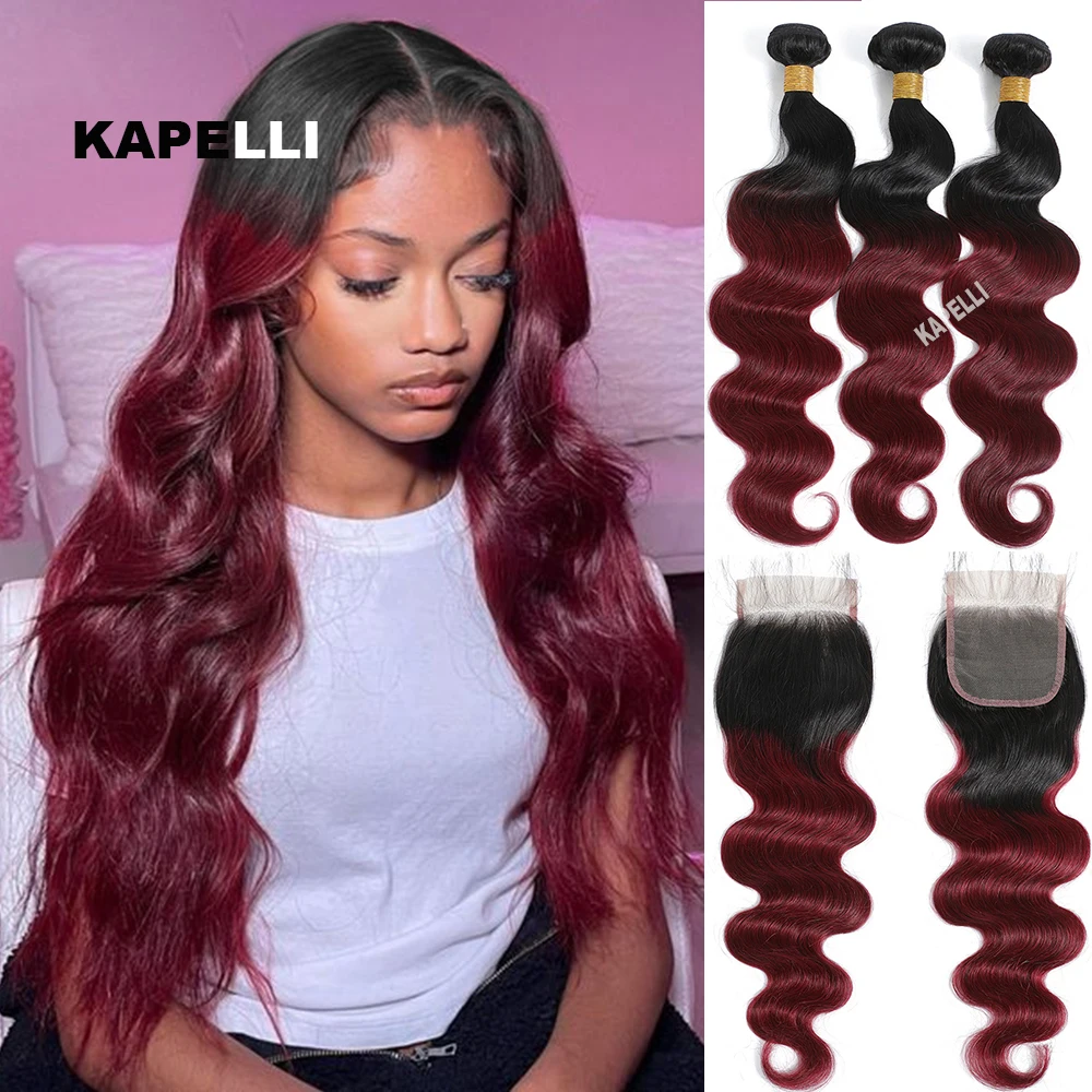 

Наборы бордовых прядей из натуральных волос с закрытием 4x4 и 13x4, HD прозрачный кружевной фронтальный топпер, волнистые пряди из натуральных волос для наращивания, распродажа