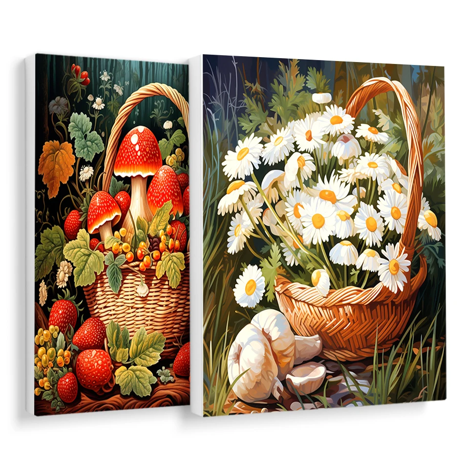 

RUOPOTY Painting By Numbers Bamboo basket flower Paint Brushes Kit Drawing Canvas Art Painting Oil Diy Crafts Picture Drawing