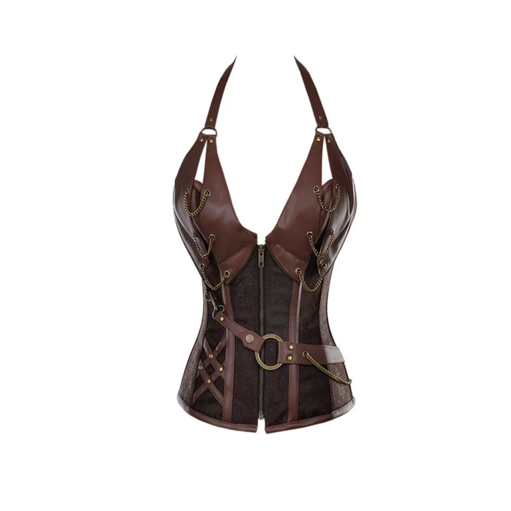 Cosplay Viking médiéval Steampunk vêtements femmes Pirate Costume gothique chevalier Corset Halloween cuir licou gilet Disfraz