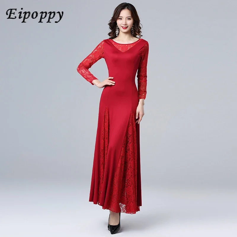 Ballroom Dance Modern Dance Waltz Lace Long Dress Competition Dress Adult Female