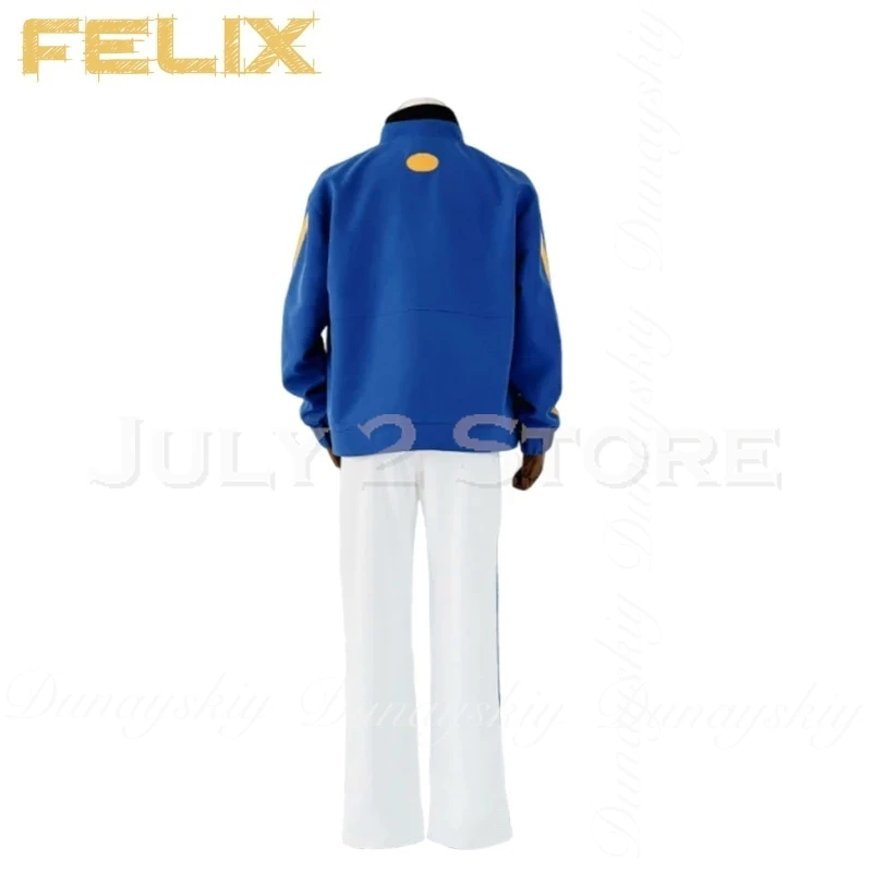 Link Click: Бридон Дук Аниме Феликс Косплей Модель с желтыми волосами и оранжевыми глазами с одеждой Daliy Косплей Костюм Полный костюм