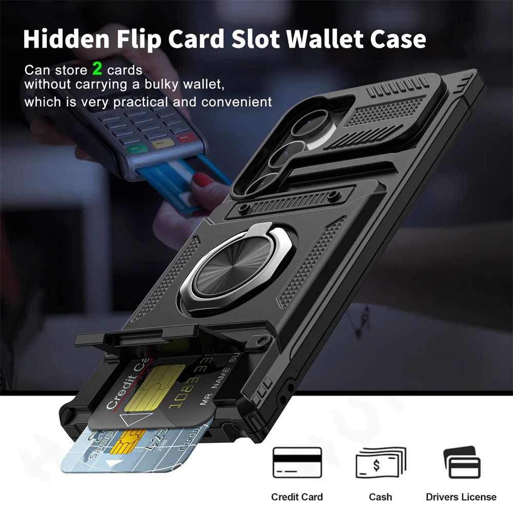 Etui do Samsung Galaxy S24 S23 Ultra Plus A55 A35 A15 4G 5G Magnetic Rotated Ring Kickstand Heavy Drop Protection Wallet Cover