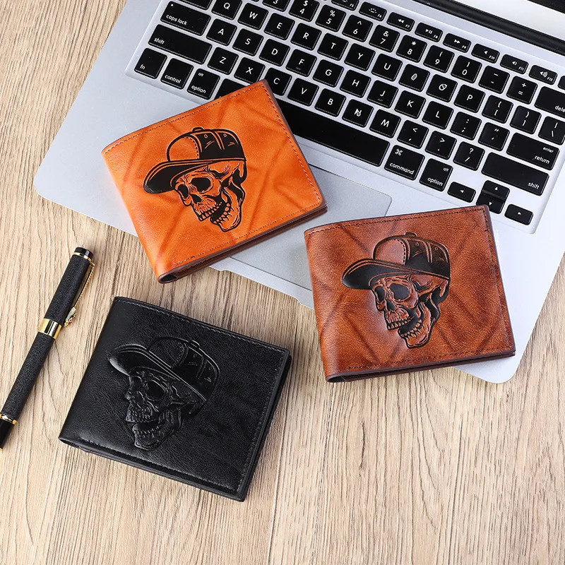 الرجال عارضة المحفظة هالوين الرجعية الجمجمة الرجال قصيرة المال كليب المحمولة أزياء الرجال المحمولة محفظة نسائية للعملات المعدنية حاملي البطاقات الذكور C267 #5