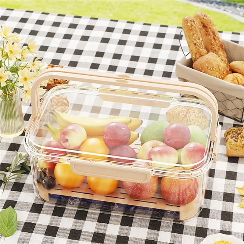 ABLQ Portable Refrigerator Fresh-Keeping Box,Large-Capacity Portable Crisper With Handle,Fruit Storage Containers For Fridge