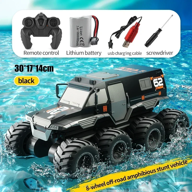 JJRC Q137 RC camiones 8x8 todoterreno impermeable 1:12 coche teledirigido anfibio grande, vehículo trepador de 2,4G juguetes regalo para niños