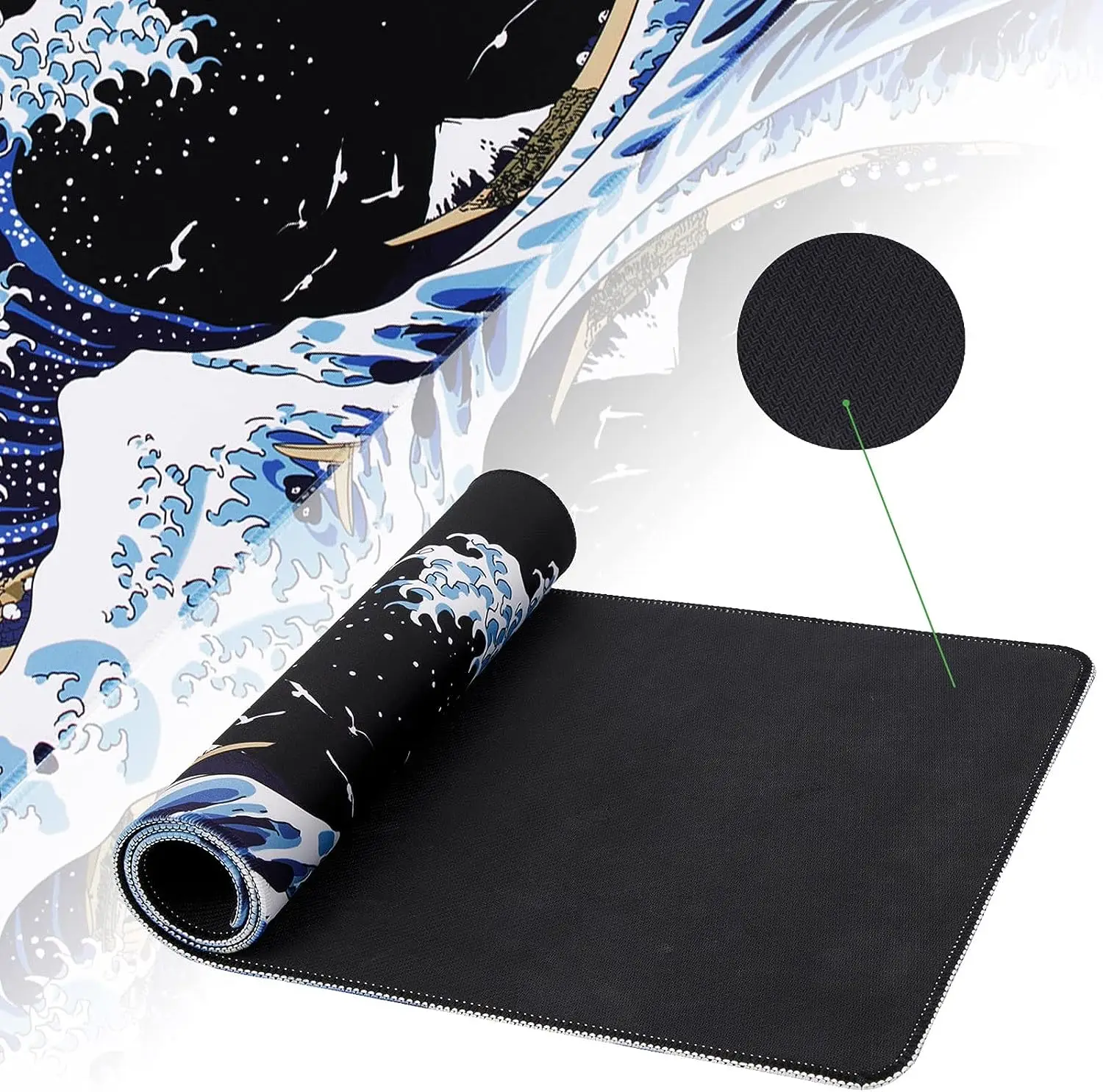 Playmat for MTG, Card Game Mat Non-Slip Rubber Base and Stitched, 24 x 14 inch TCG Play Mat for MTG and Other Trading Card Games