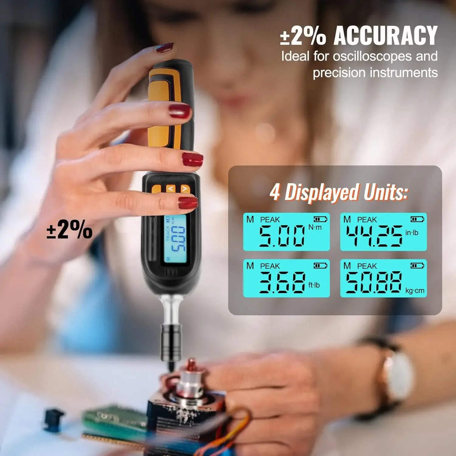 Chave de fenda de torque digital, chave de torque de chave de fenda de unidade de 1/4", chave de fenda de torque para eletricista com LCD