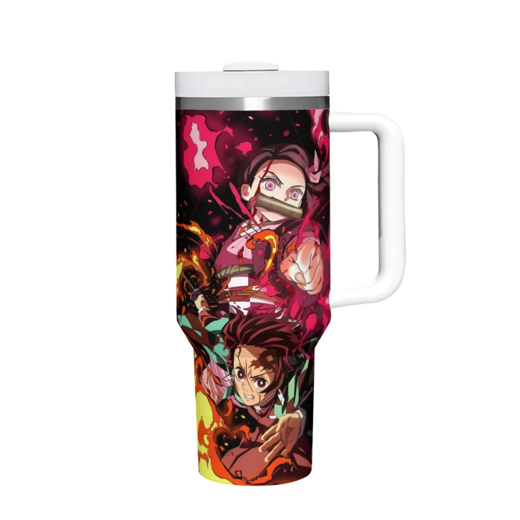 Car Travel Mugs Anime Demon Slayer Blade Stainless Steel 304 Tumbler Water Bottle 40oz/1200ml