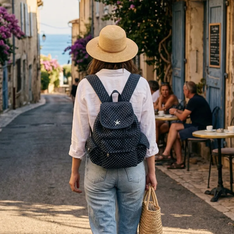 

2026 New Korean Spring Summer Starfish Polka Dot Backpack Women Ins Style Student School Bag Travel Bag