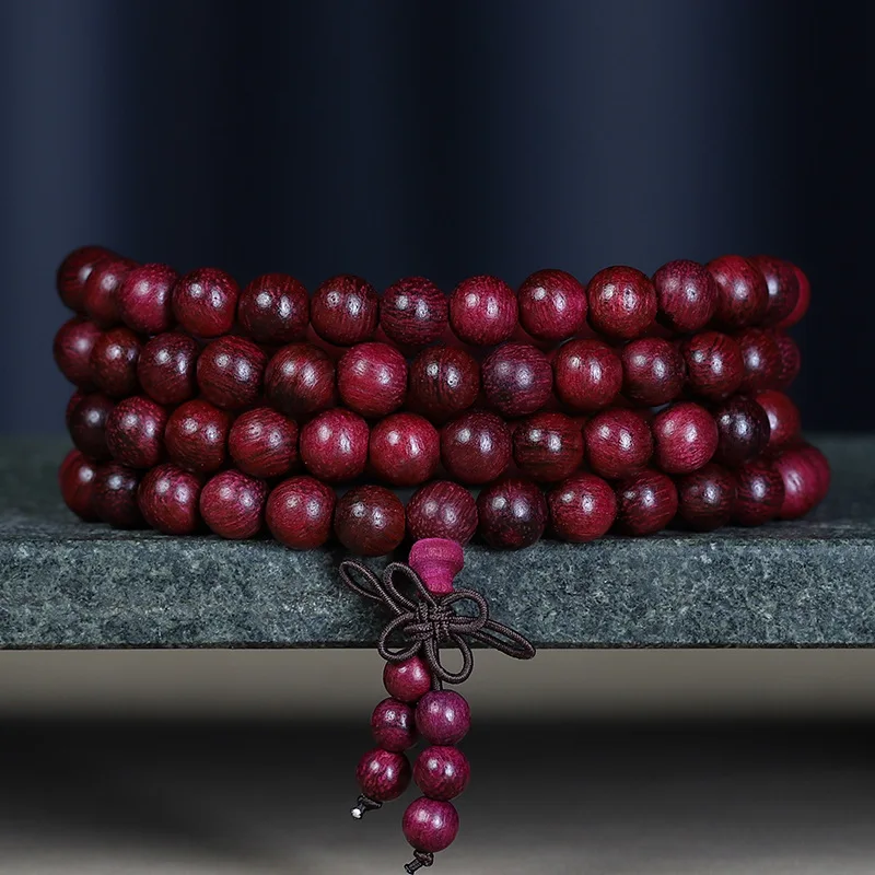 Natural Brazilian Violet 108 Beads Buddhist Prayer Bracelet Vintage Wrist Jewelry Gifts