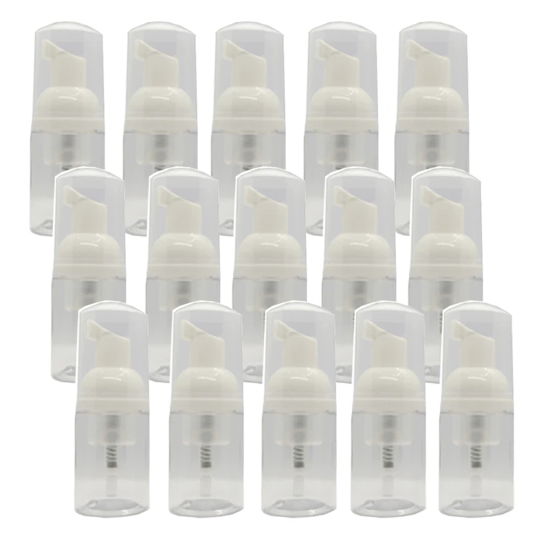 Dispensador de espuma pequeño de 30ml, botellas con bomba de plástico, Mini botella vacía rellenable de jabón para limpieza de viaje, embalaje de cosméticos, 15 Uds.