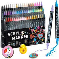 Acrylic Paint Pens, 12/36/60 Colors Dual Tip Acrylic Paint Markers Art Set with Brush Tip and Fine Tip Paint Pens