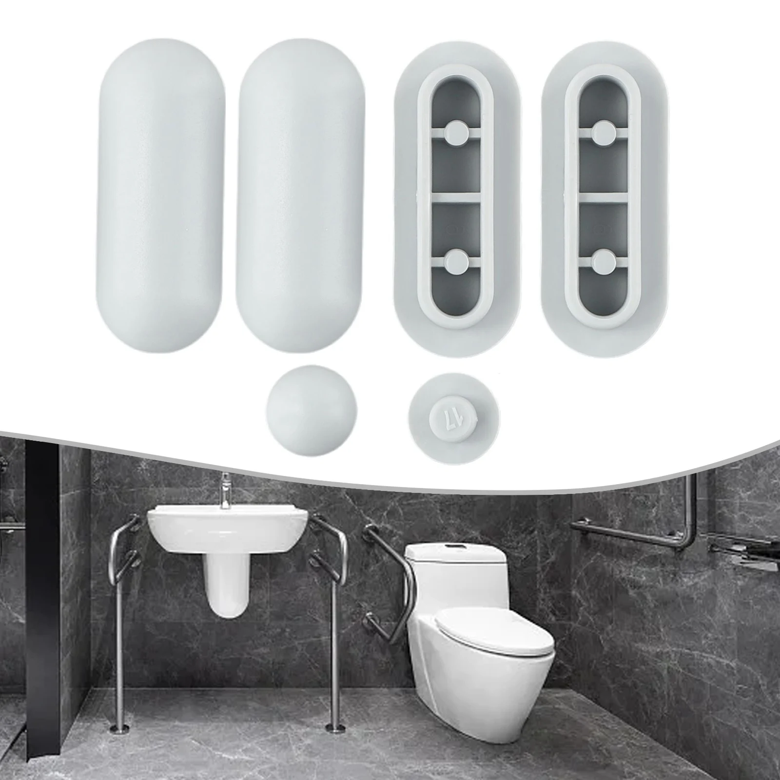 Bantalan tutup Toilet Anti licin, 6 buah/set bantalan kursi Toilet, bantalan Buffers Pack penyerap guncangan Toilet kamar mandi putih tidak bersuara