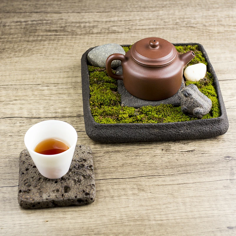 Tea Tray Natural Stone Plant Pot Bonsai Plate Landscape Table Garden Volcanics Home Decoration Craft Office Teaware Originality