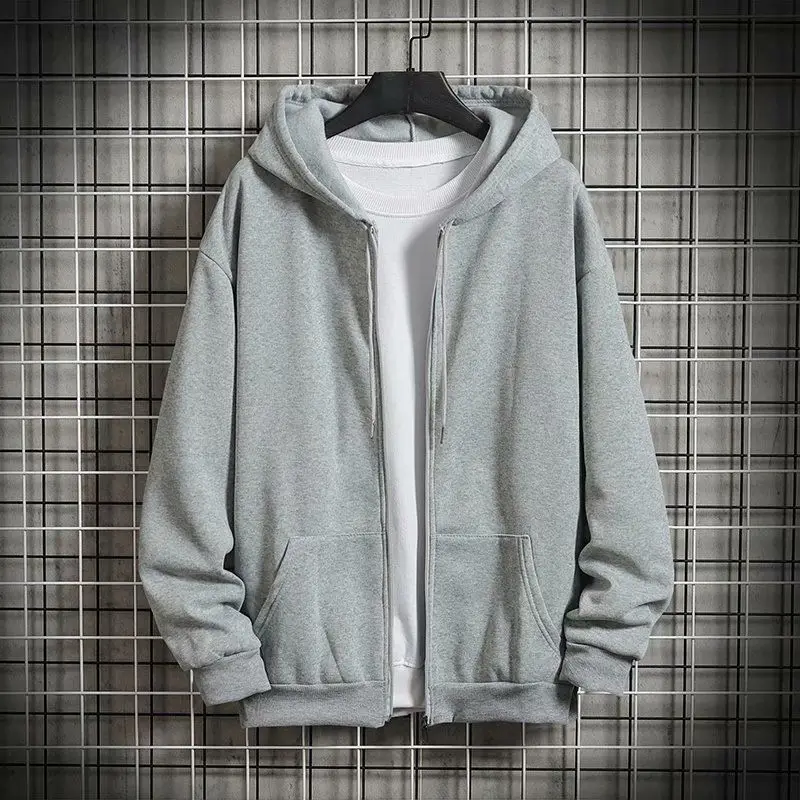 Men's Zip Up Hoodies Women's Fleece Sweatshirts  Streetwear Classic Casual Solid Color Hoody Outwear Zipper Sportswear