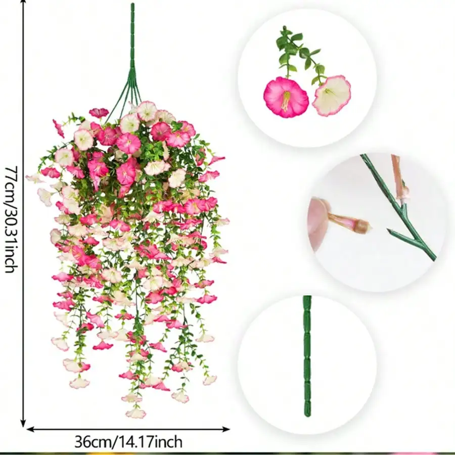 1-10 stuks UV-bestendig kunstmatige Morning Glory & Eucalyptus hangend decor - perfect voor huis, tuin, bruiloften |   Veelzijdig buiten