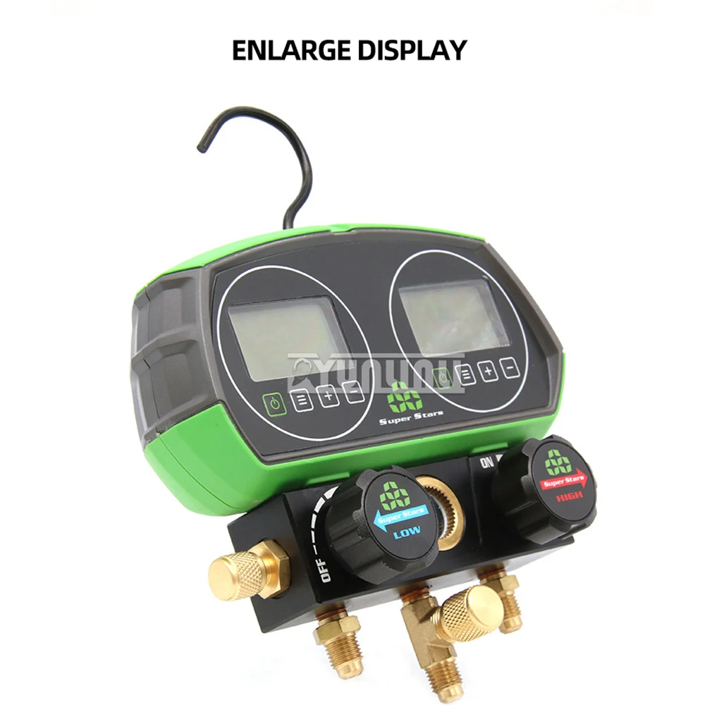 Imagem -02 - Digital Manifold Medidor Refrigeração Vacuum Gauge Pressão Temperatura Tester ar Condicionado Ferramentas para 90 Refrigerantes