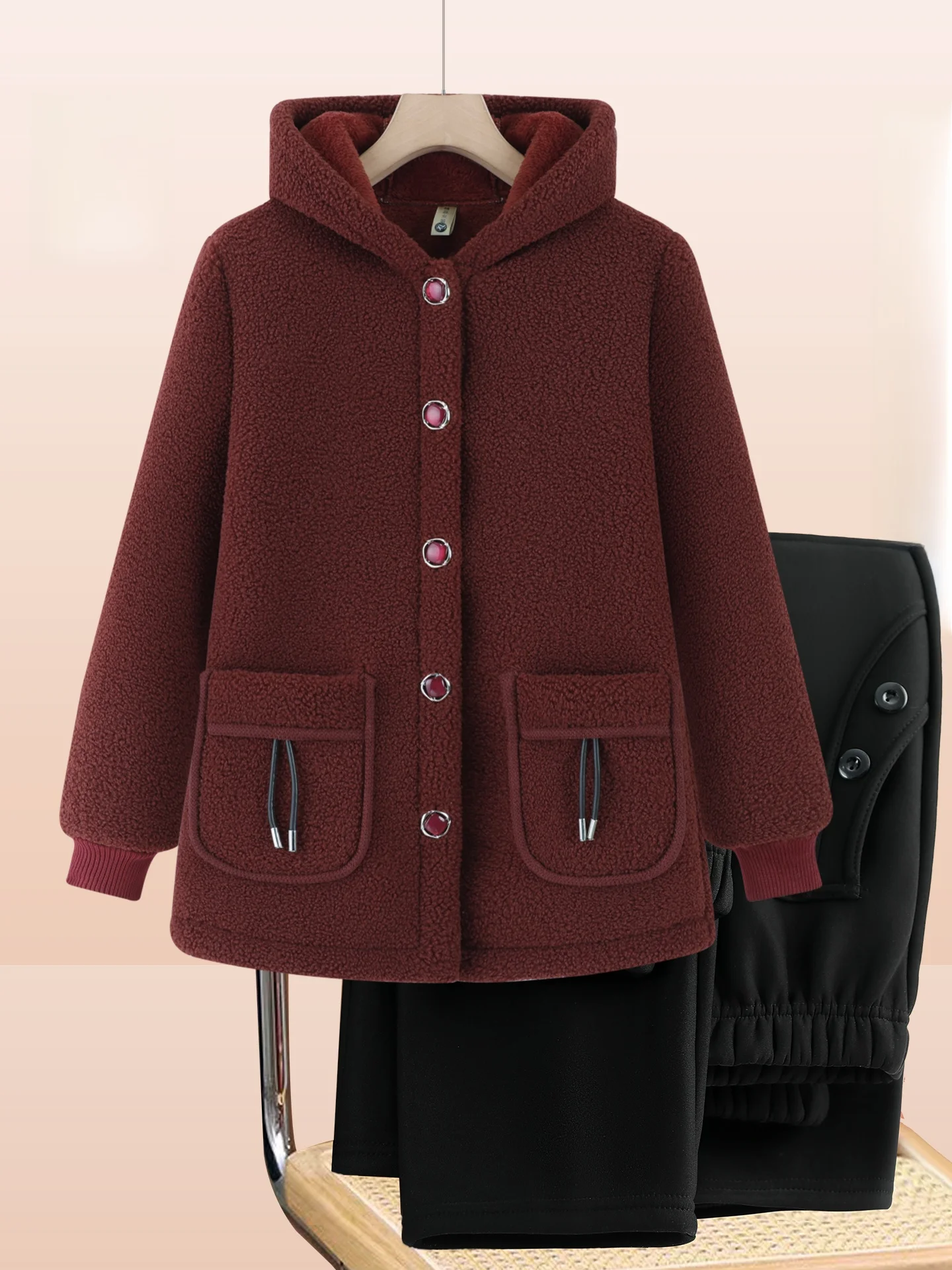 

Женское зимнее теплое пальто большого размера с капюшоном, утепленное, из овечьего вельвета и хлопка, свободного кроя, модное...