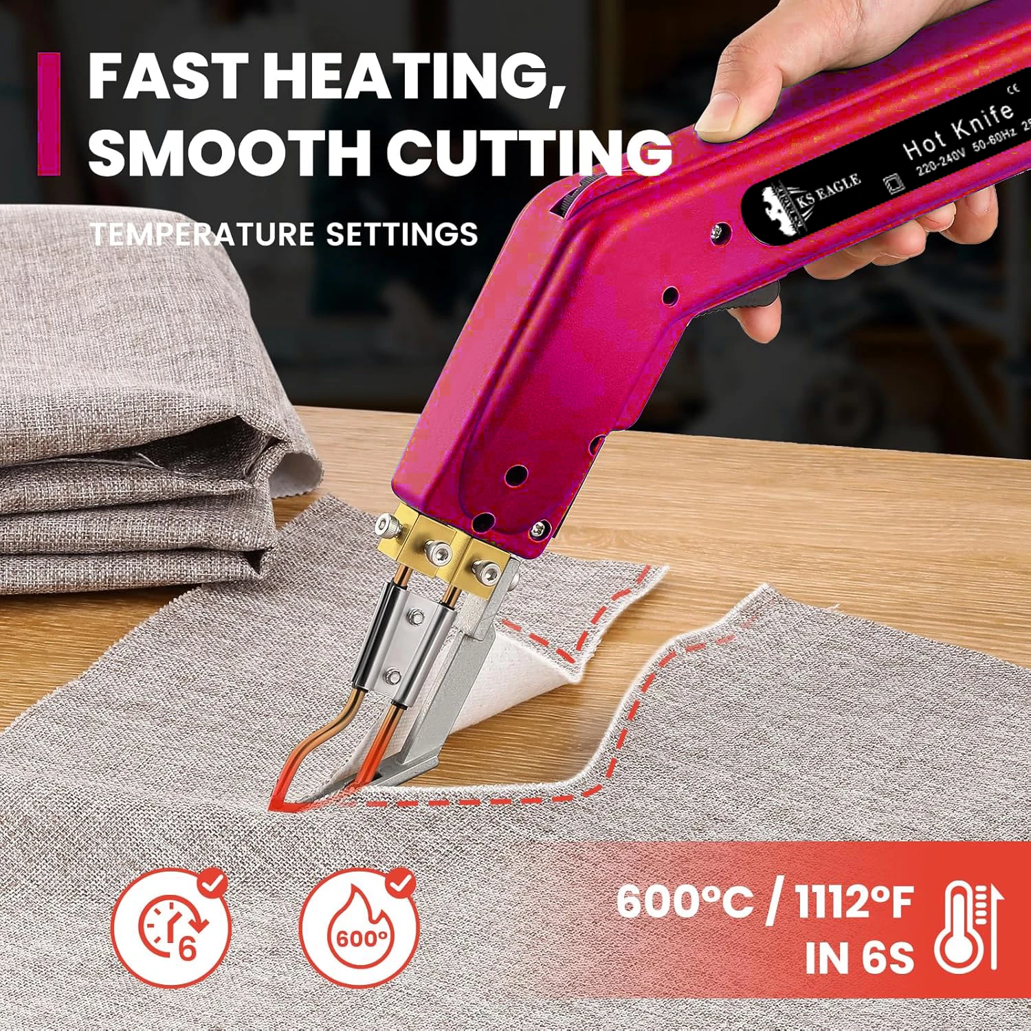Fabric Cutter Ribbon Cutter Knife Webbing Belts Cutting Thermal Cloth Cutter Hot Knife Rope Cutter Electric Heating Knife Kit