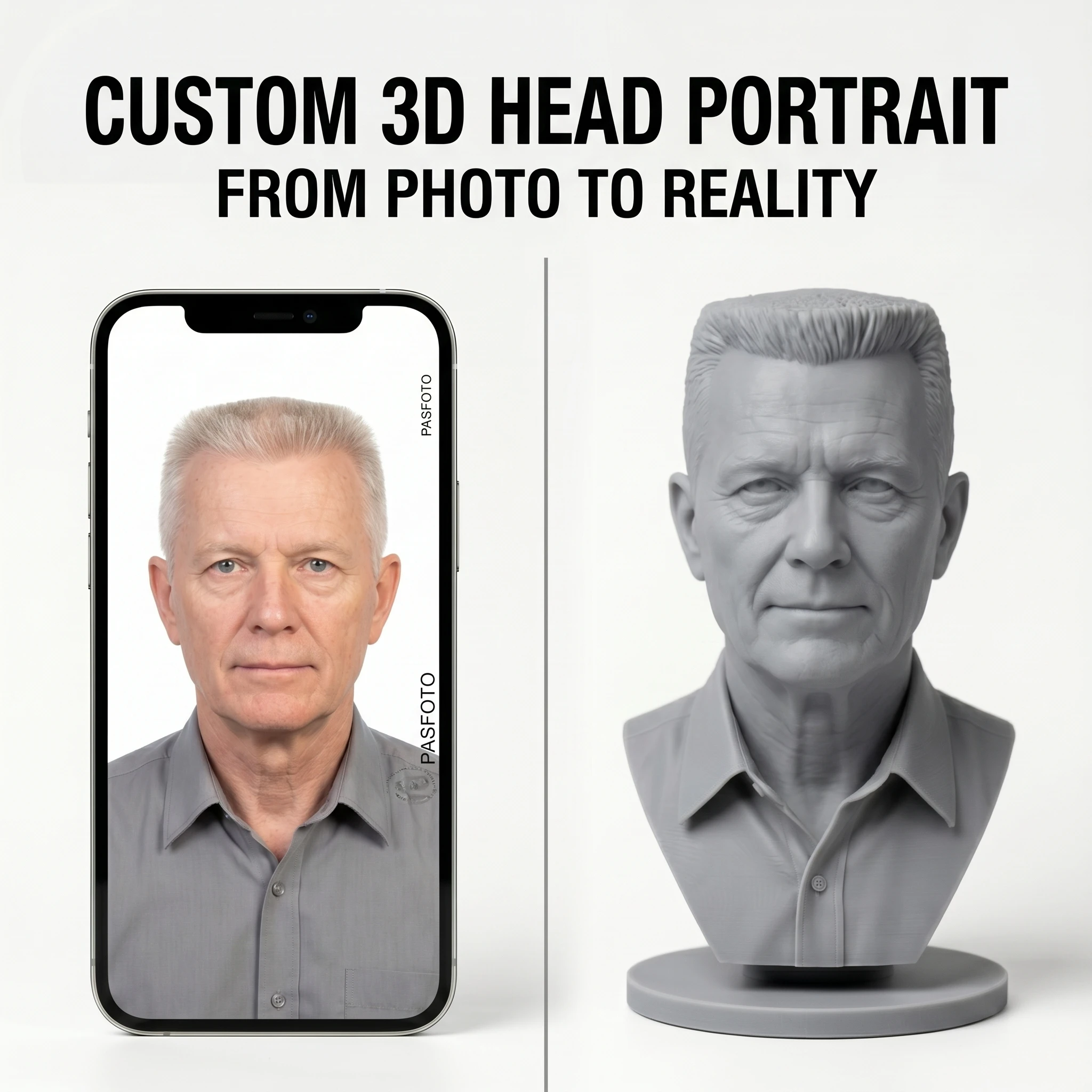 Personalized 3D Printed Bust Figurine, Custom Photo Sculpture, Unique Sentimental Gift For Special Occasions - view 2