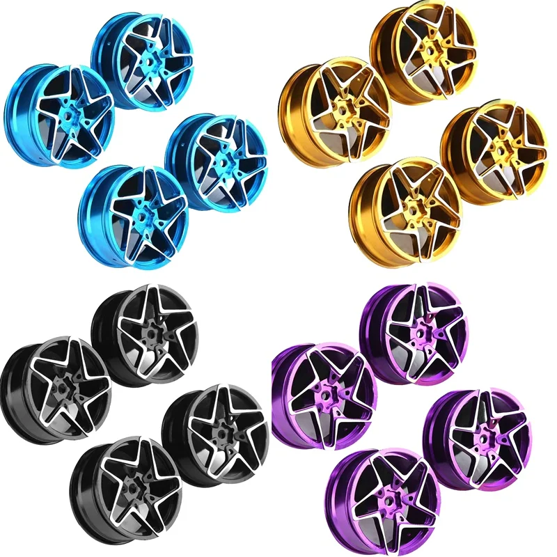 4Pcs 1/10 On-Road Drift Car 52MM Aluminum Alloy Metal Wheel Hub 1.9Inch Climb Car Wheel Rim For HSP Tamiya HPI Parts Gold