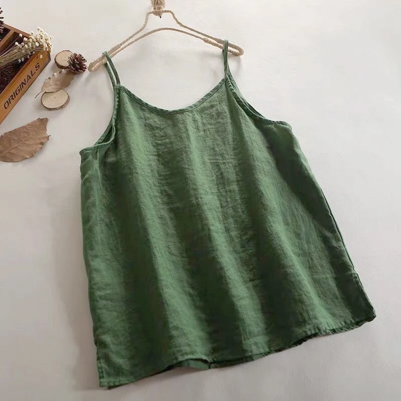 Summer Simple All-match Top Loose Thin Camisole Solid V-neck Vest Women Clothing Sleeveless Casual Highstreet Holiday T-shirt image 3
