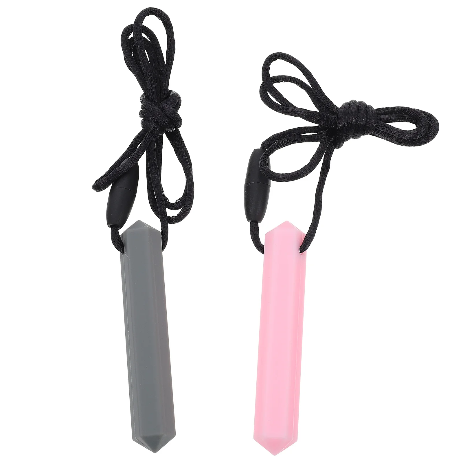 2개입 아기 씹는 장난감 실리콘 치발기 내구성 안전한 어금니 막대 치아 연마 씹는 목걸이 아기 치발기 씹는 장난감