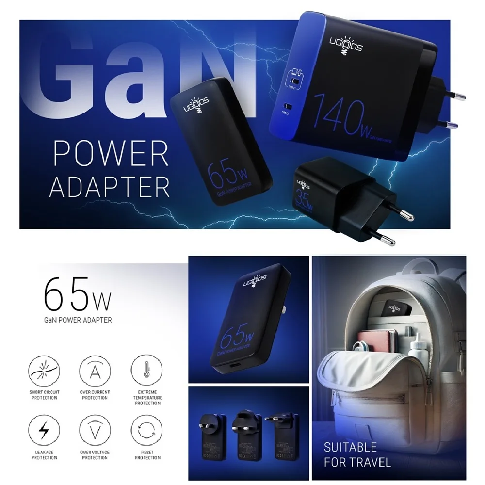 En-oos-Chargeur Rapide GaN 65W, pour iPhone 15 14 11 12 13 Pro Max Xiaomi 14 Oneplus Samsung S24 Ultra USB C