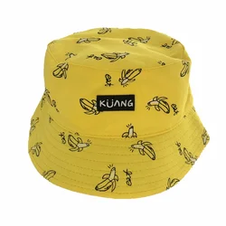 Panama Bucket Hat Men Women Summer  Banana Print Yellow  Bob  Hip Hop Gorros Fishing Fisherman Cap