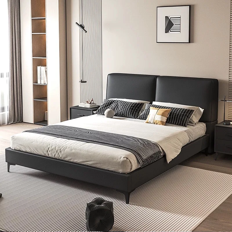 Modern Luxury Wood Bedroom Furniture Soft Up-holstered Beds king Size Padded Double Bed Frame Mattress Set Storage Drawer Design