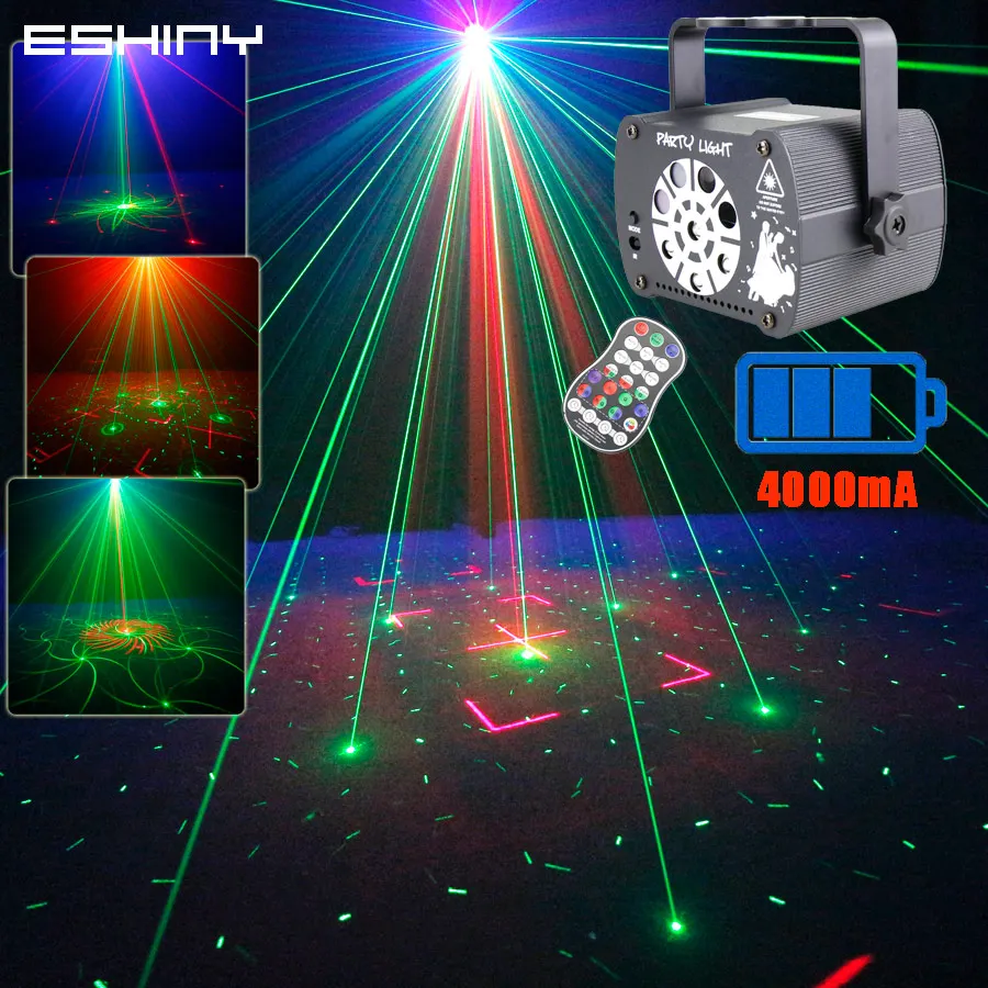 9 Lens Rechargeable 120 Patterns Double R&G Laser Projector DJ Disco Light Party UV LED Christmas Decoration Birthday Stage F11B