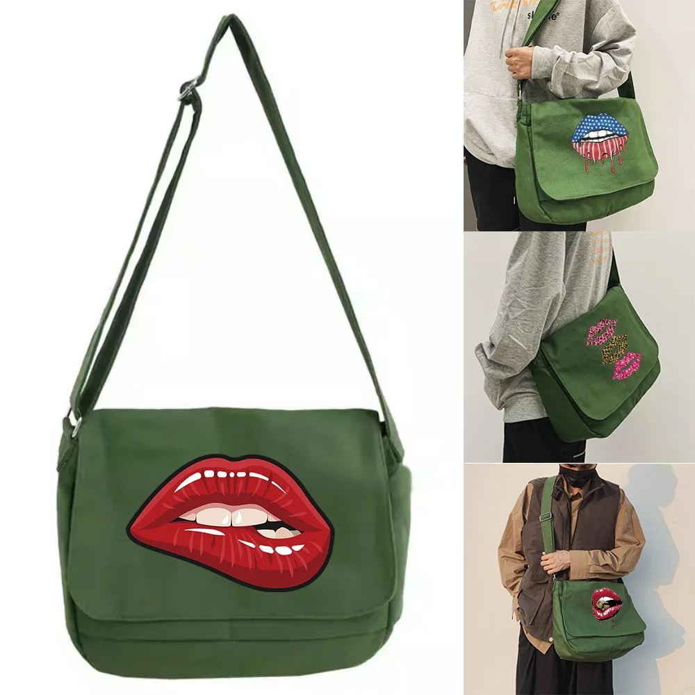 

Messenger Shoulder Bags Casual Female Large Capacity Handbags Women's Crossbody Travel Shopping Bag Mouth Series Print