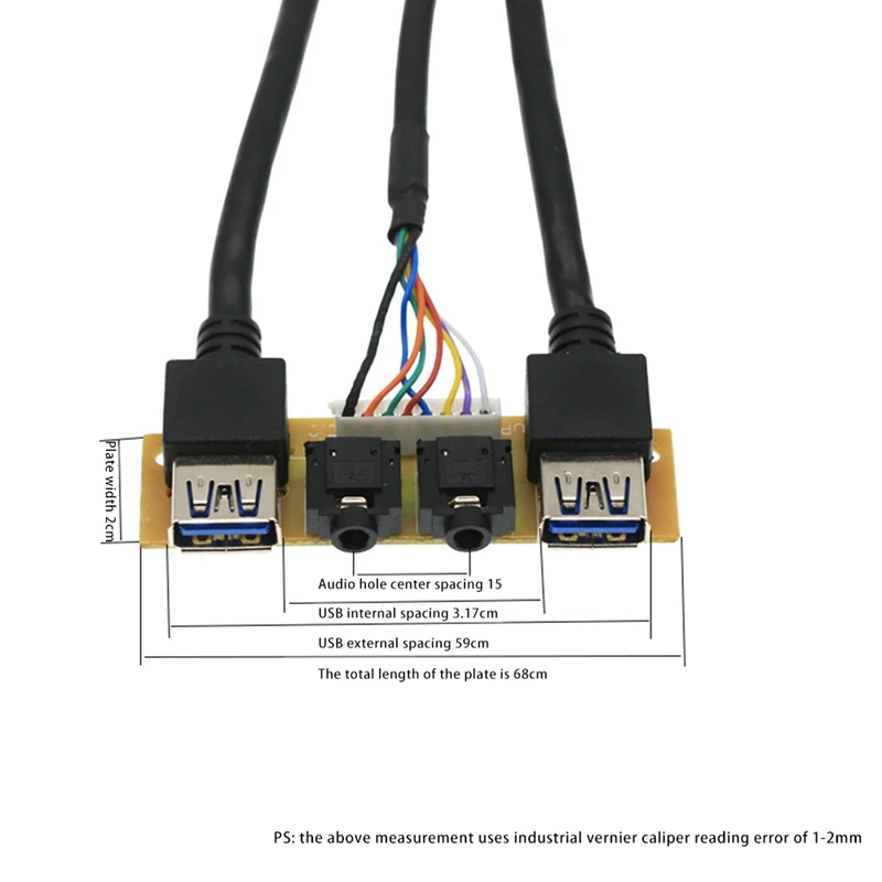 60Cm Front Case Panel USB3.0+USB3.0+HD Audio Jack Ports I/O Board+Internal Wire USB Bezel Line DIY Case Extension Line