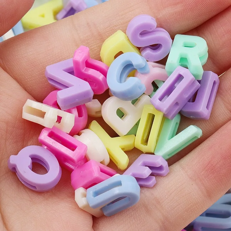 100/200pc Mixed Acrylic Color Resin Letter Flat Beads Flat Hole Cartoon 26 English Letter Beads Beaded DIY Jewelry Accessories image 3