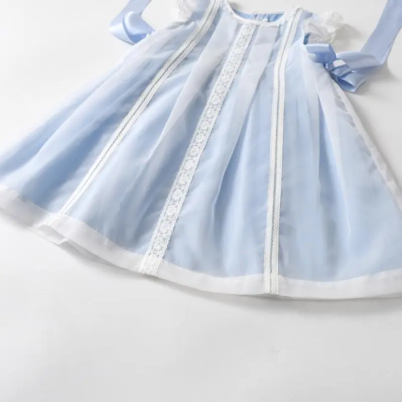 2024 Summer Baby Girl Baptism Dresses Kids Spanish Lace Bow Dress Children Luxury Birthday Clothing Girls Boutique Clothes